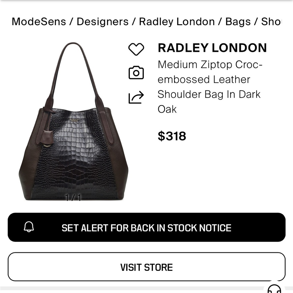 Radley London Croc Brown Bag - Picture 2 of 4